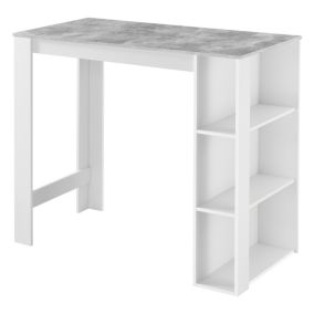 Table de Bar Danderyd 3 Etagères 120x60x106 cm Blanc Effet Béton en.casa