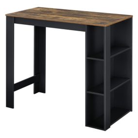 Table de Bar Danderyd 3 Etagères 120x60x106 cm Noir Chêne Foncé en.casa