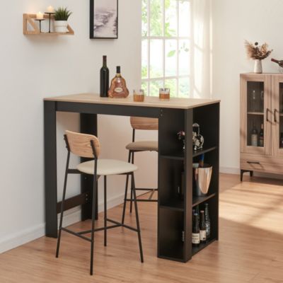 Table de Bar Danderyd 3 Étagères 120x60x106 cm Effet Chêne Noir en.casa