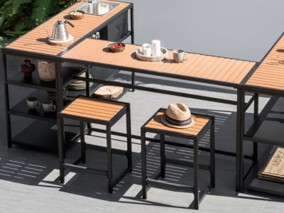 Table de bar de jardin AVETRANA 150 cm 50 cm Noir