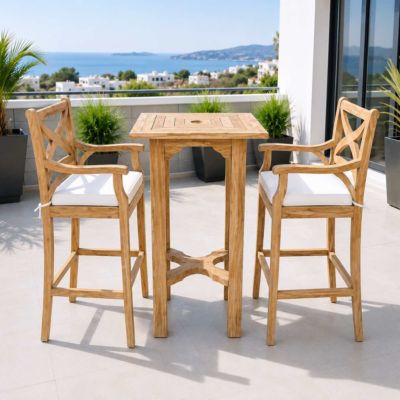 Table de bar en teck - Ensemble Petite table haute extérieur carrée