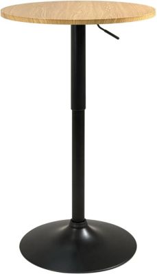 Table De Bar Haute 60 Cm Mange-debout Hauteur Réglable Et Pivotant Seti (bois Noir)