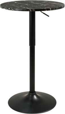 Table De Bar Haute 60 Cm Mange-debout Hauteur Réglable Et Pivotant Seti (marbre Noir)