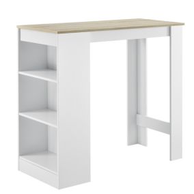 Table de Bar Kouvola 110 x 50 x 103 cm Blanc Effet Chêne en.casa