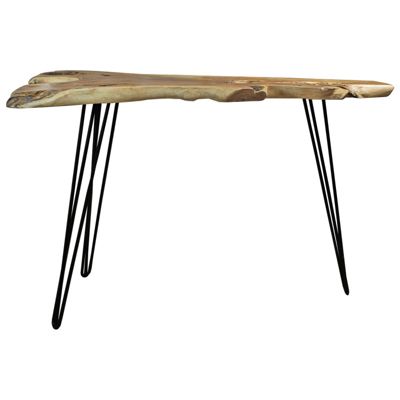 Table de bar L.163 cm en bois de teck et 3 pieds métal noir - GEPETTO