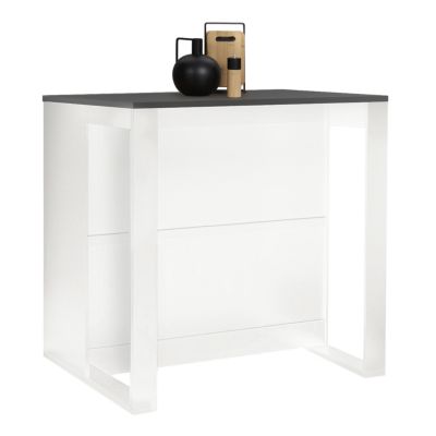 IDarket - Table de Bar îlot Juno Bois Noir et Plateau façon hêtre