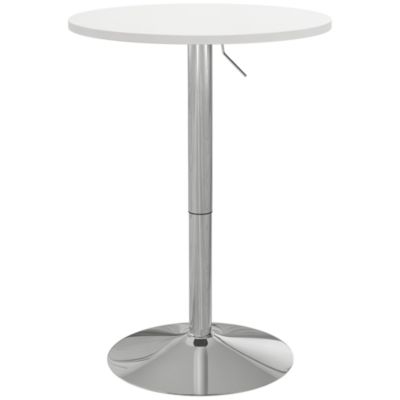 Table de bar ronde dia. 60 cm table bistro chic hauteur réglable 69-91 cm acier chromé blanc