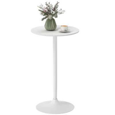 Table de bar ronde style contemporain dim. 60L x 60l x 102H cm blanc