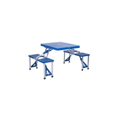 Table de camping 4 personnes avec banc - Pliable - Bleu
