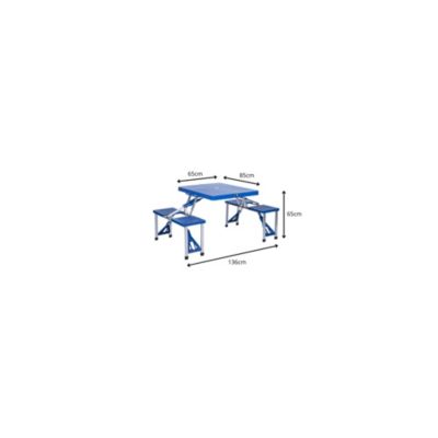 Table de camping 4 personnes avec banc - Pliable - Bleu