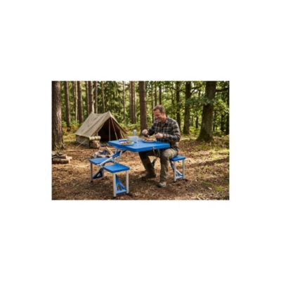 Table de camping 4 personnes avec banc - Pliable - Bleu