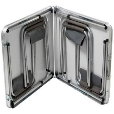 Table de camping + 4 tabourets gris Hespéride