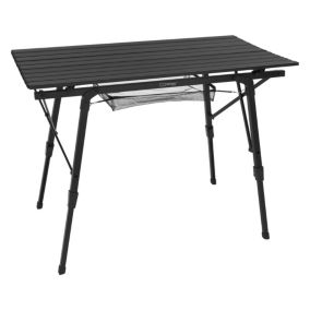 Table de camping pliante aluminium noir plateau enroulable avec sac de transport