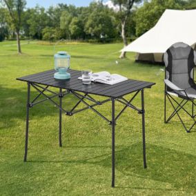 Table de camping pliante Castilenti 94 x 55 x 68 cm noir en.casa