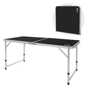 Table de camping pliante en aluminium hauteur réglable noir/argent 120x60 cm