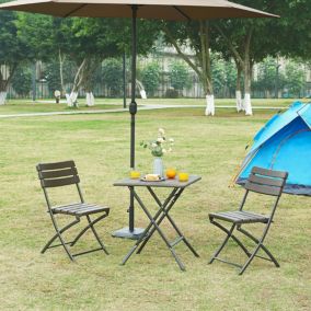 Table de camping pliante Lillestroem 62 x 62 x 73 cm effet bois marron foncé en.casa