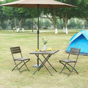 Table de camping pliante Lillestroem 78 x 78 x 74 cm effet bois marron foncé en.casa