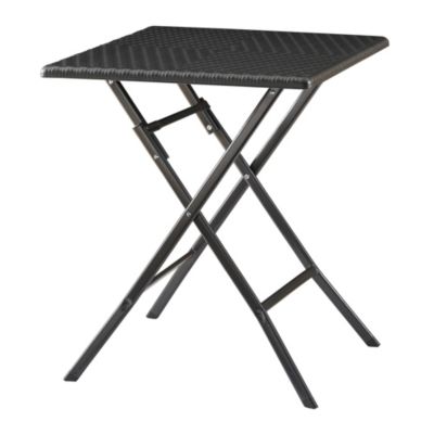 Table de camping pliante Mark 62 x 62 x 73 cm effet rotin noir en.casa