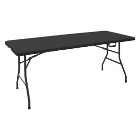 Table de camping pliante noir pour pique nique en plastique HDPE/métal 180x74cm