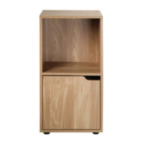 Table de chevet 2 cases décor bois 1 porte - Modu
