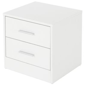 Table de chevet 2 tiroirs armoire de nuit chambre à coucher blanc 38x37x34 cm