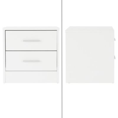 Table de chevet 2 tiroirs armoire de nuit chambre à coucher blanc 38x37x34 cm