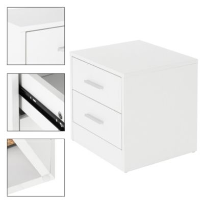 Table de chevet 2 tiroirs armoire de nuit chambre à coucher blanc 38x37x34 cm