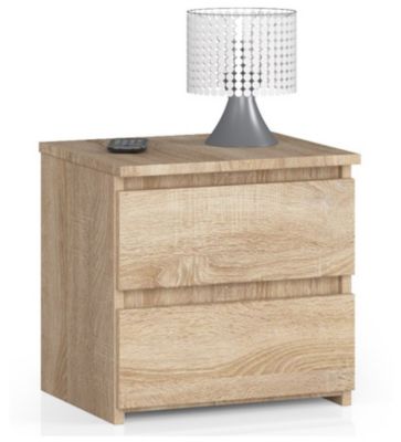 Table de chevet : 2 tiroirs,  Chêne Sonoma, l: 40 cm, h: 40 cm, p: 35 cm.