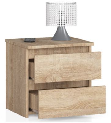 Table de chevet : 2 tiroirs,  Chêne Sonoma, l: 40 cm, h: 40 cm, p: 35 cm.