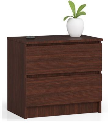 Table de chevet : 2 tiroirs,  wengé, l: 60 cm, h: 55 cm, p: 40 cm