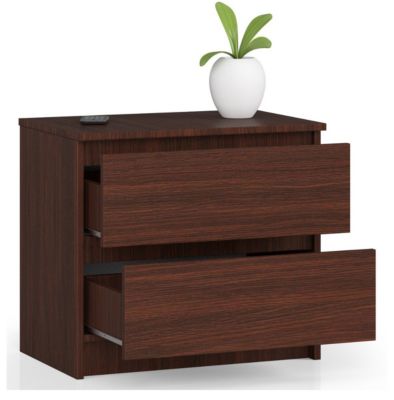 Table de chevet : 2 tiroirs,  wengé, l: 60 cm, h: 55 cm, p: 40 cm