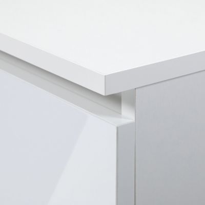 Table de chevet : 3 tiroirs,  blanc/blanc brillant, l: 60 cm, h: 57 cm, p: 35 cm