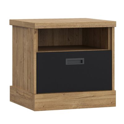 Table de chevet 48 cm 1 tiroir 1 niche décor chêne et noir - FARM ...