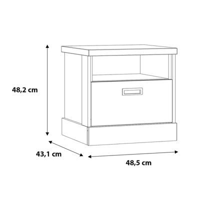 Table de chevet 48 cm 1 tiroir 1 niche décor chêne et noir - FARM ...