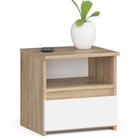 Table de chevet AKORD CL1 Chêne Sonoma 40 cm 1 tiroir couleur Blanc 40x35x40 cm