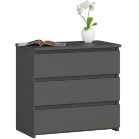 Table de chevet AKORD CL3 Gris Graphite 60 cm 3 tiroirs façade Gris Graphite 60x35x57 cm