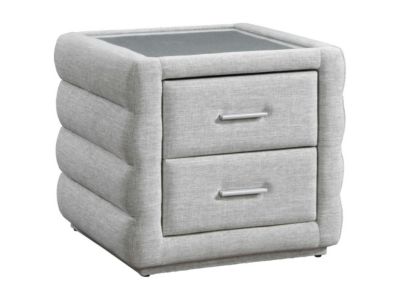 Innotic Commode 3 Tiroirs Tissu - Table De Chevet Blanche 73x30x44 Cm, Cadre Métal + Plateau Bois, Rangement Chambre/Salon