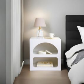 Table de chevet avec niches blanc AMAL
