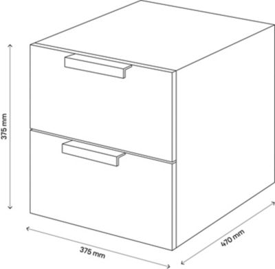 Table de chevet blanche 2 tiroirs GoodHome Atomia H. 37,5 x L. 37,5 x P. 45 cm