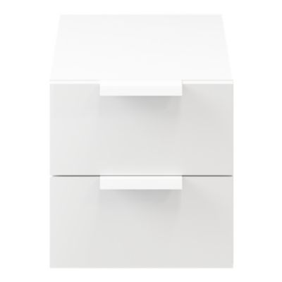 Table de chevet blanche 2 tiroirs GoodHome Atomia H. 37,5 x L. 37,5 x P. 45 cm