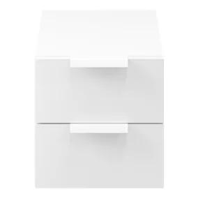 Table de chevet blanche 2 tiroirs GoodHome Atomia H. 37,5 x L. 37,5 x P. 45 cm