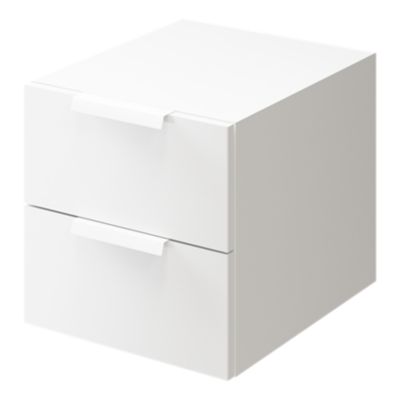 Table de chevet blanche 2 tiroirs GoodHome Atomia H. 37,5 x L. 37,5 x P. 45 cm