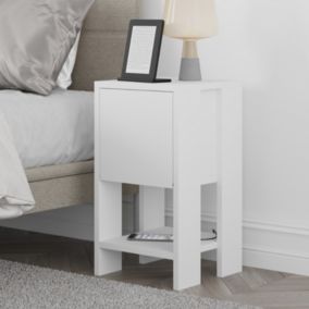 Table de chevet blanche avec porte abattante SISA