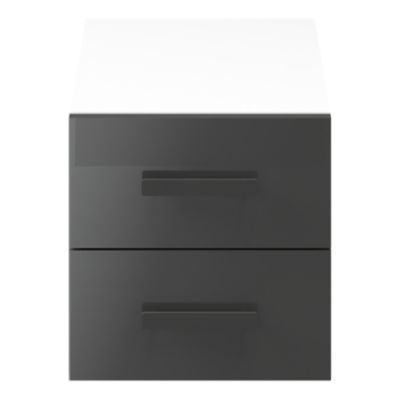 Table de chevet blanche et anthracite brillant GoodHome Atomia H. 37,5 x L. 37,5 x P. 47 cm