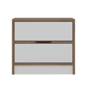 Table de chevet bois et blanc 2 tiroirs MOLDE