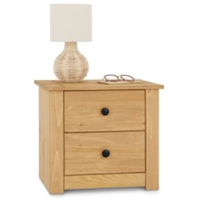 Table de chevet CANCUN H 41 cm en bois massif finition laquée avec 2 tiroirs, table de nuit meuble de rangement