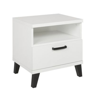 Table de chevet DANAE  1 tiroir et 1 niche  Blanc mat