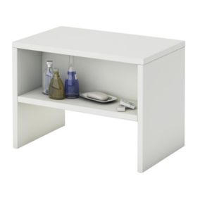 Table de chevet DION, table de nuit casier avec 1 niche, en mélaminé blanc mat