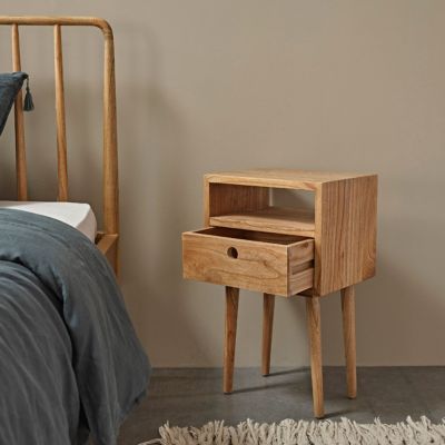 Table de chevet en bois massif 1 tiroir