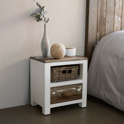 Table de chevet en bois recyclé massif
